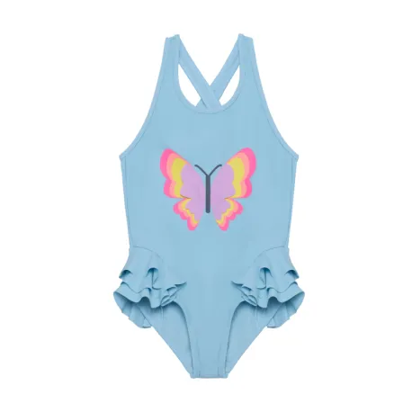 Dievčenské plavky COLOR KIDS Swimsuit W. Application 7024-Cerulean