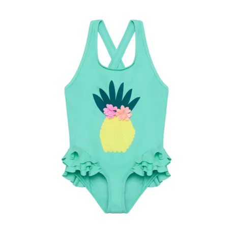 Dievčenské plavky COLOR KIDS Swimsuit W. Application 8714-Cabbage