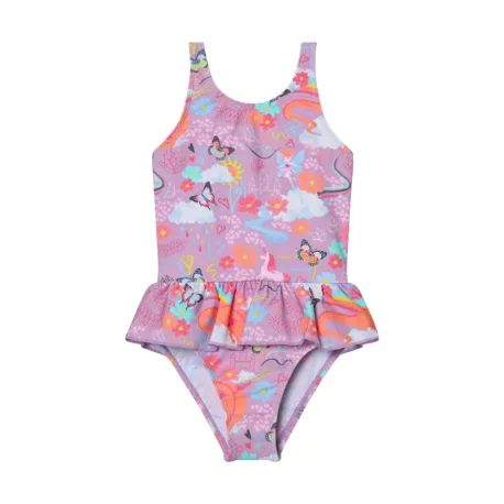 Dievčenské plavky COLOR KIDS Swimsuit W. Skirt, AOP-6071-Lavender Mist