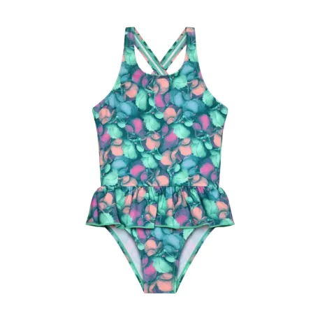 Dievčenské plavky COLOR KIDS Swimsuit W. Skirt, AOP-8714-Cabbage