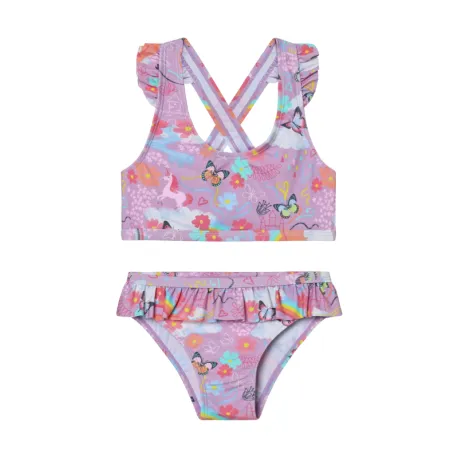 Dievčenské plavky COLOR KIDS Bikini W. Short Skirt, AOP-6071-Lavender Mist