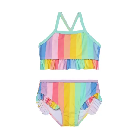 Dievčenské plavky COLOR KIDS Bikini W. Frills, AOP-4024-Pink Lemonade