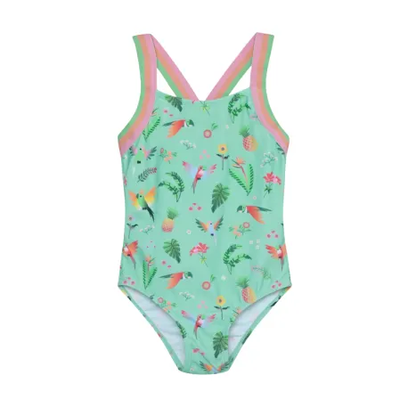 Dievčenské plavky COLOR KIDS Swimsuit W Elastic Straps, AOP-8714-Cabbage