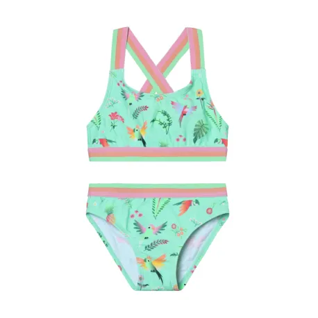 Dievčenské plavky COLOR KIDS Bikini W. Contrast Straps, AOP-8714-Cabbage