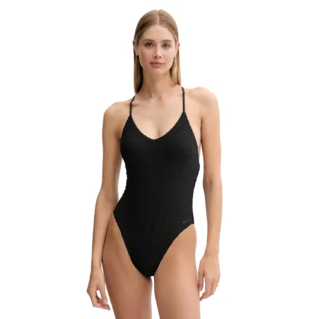Dámske plavecké jednodielne plavky NIKE SWIM Swoosh Terry Towelling Black