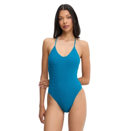 Dámske plavecké jednodielne plavky NIKE SWIM Swoosh Terry Towelling GREEN ABYSS