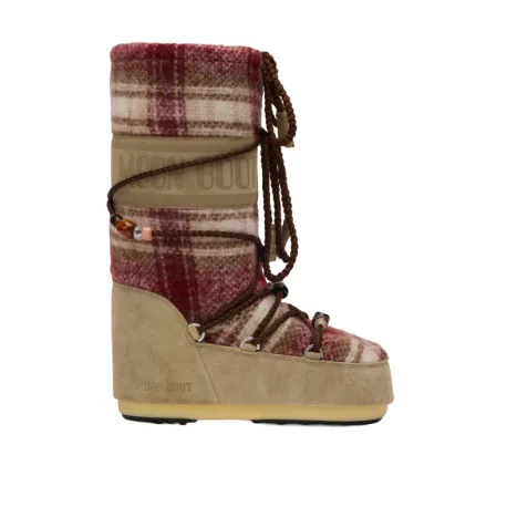 Dámska vychádzková obuv MOON BOOT MB ICON TARTAN, DM03 BURGUNDY SAFARI