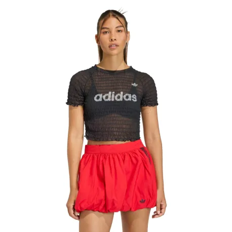 Dámske tričko s krátkym rukávom ADIDAS ORIGINALS SMOCKED TEE BLACK
