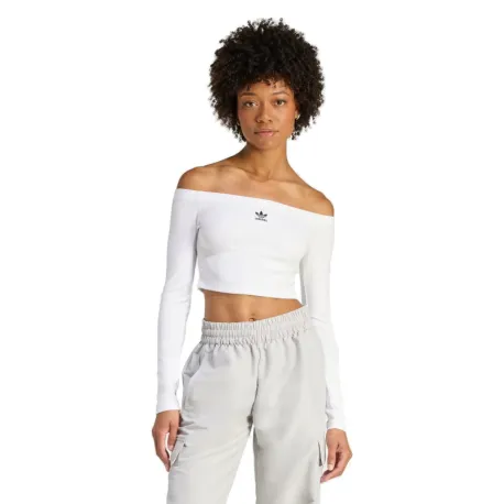 Dámske tričko s dlhým rukávom ADIDAS ORIGINALS ESS RIB LS WHITE