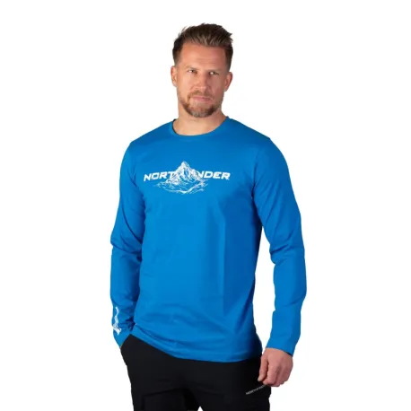Pánske turistické tričko s dlhým rukávom NORTHFINDER CELETIN-281blue