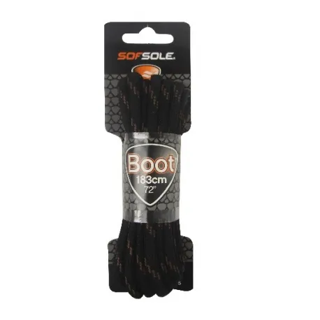 Šnúrky do topánok SOFSOLE LACES OUTDOOR 802017 BLACK TAN WAXED 183 CM