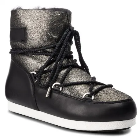 Dámske nízke zimné topánky MOON BOOT Far Side Low SH Stardust black platinum