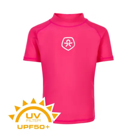 Dievčenské tričko na kúpanie COLOR KIDS T-shirt - Solid-571-Pink Yarrow