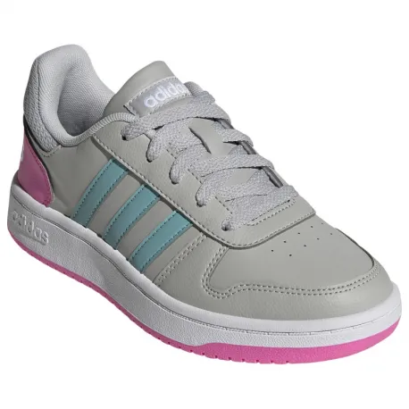Detská rekreačná obuv ADIDAS Hoops 2.0 core grey two mint ton screaming pink