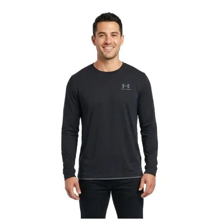 Pánske tréningové tričko s dlhým rukávom UNDER ARMOUR UA SPORTSTYLE LEFT CHEST LS-BLK