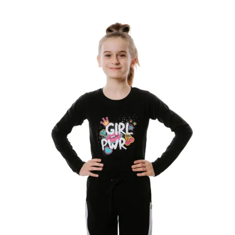 Dievčenské tričko s dlhým rukávom AUTHORITY KIDS T-POWER black