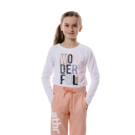Dievčenské tričko s dlhým rukávom AUTHORITY KIDS T-WONDERFUL white