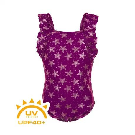 Dievčenské plavky COLOR KIDS Swimsuit w. frills, festival fuchsia