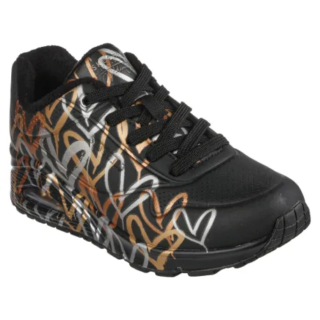 Dámska rekreačná obuv SKECHERS Uno Metallic Love black gold