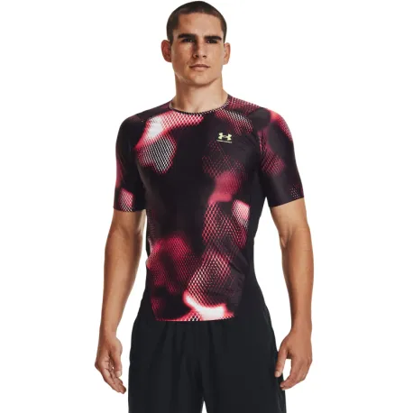 Pánske kompresné tričko s krátkym rukávom UNDER ARMOUR UA IsoChill Prtd Comp SS-BLK-1374077-001