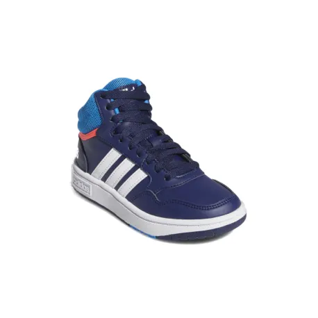 Chlapčenská rekreačná obuv ADIDAS Hoops 3.0 Mid K dark blue blue rush turbo