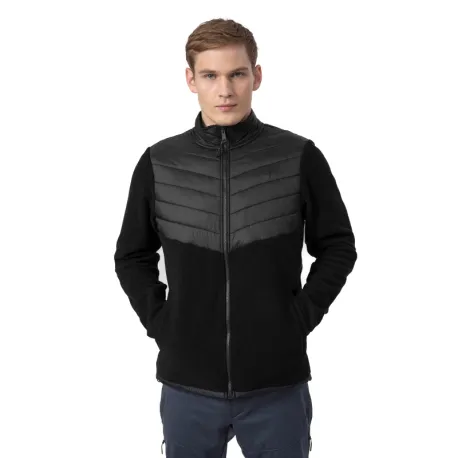 Pánska turistická flisová mikina so zipsom 4F MENS FLEECE PLM014A-20S-DEEP BLACK