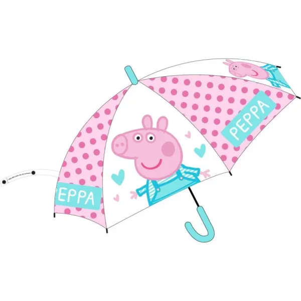 Automatický transparentný dáždnik Peppa Pig v akcii