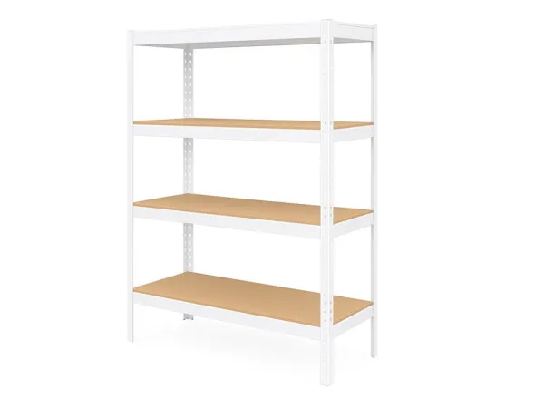 Regál 160x80x40 cm lakovaný 4-policový, nosnosť 700 kg - biely