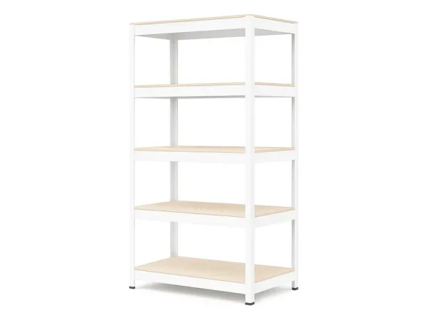 Regál 180x100x50 cm lakovaný 5-policový, nosnosť 875 kg - biely