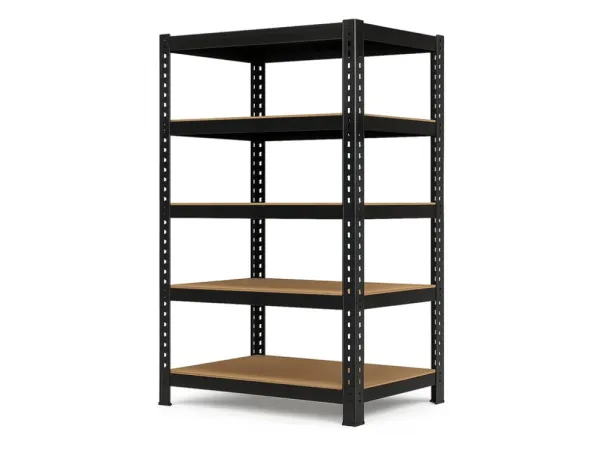Regál 200x120x50 cm lakovaný 5-policový, nosnosť 1000 kg - čierny