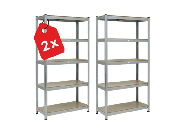 Regál 180x90x40 cm pozinkovaný 5-policový, nosnosť 875 kg - 2ks
