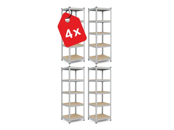 Akcia 4x Regál 180x40x40 cm pozinkovaný 5-policový, nosnosť 875 kg - 4ks