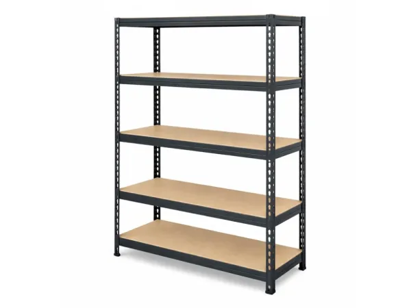Regál 183x75x40 cm lakovaný 5-policový, nosnosť 1000 kg, RIVET - čierny