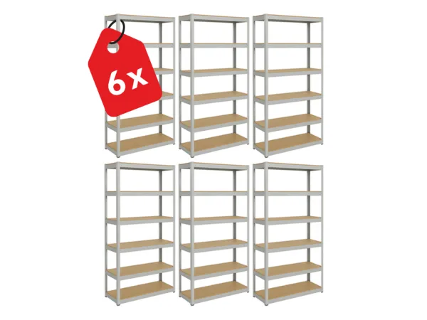 Akcia 6x Regál 240x100x60 cm pozinkovaný 6-policový, nosnosť 1050 kg - 6ks