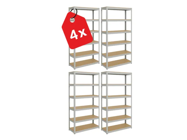 Akcia 4x Regál 240x120x50 cm pozinkovaný 6-policový, nosnosť 1050 kg - 4ks