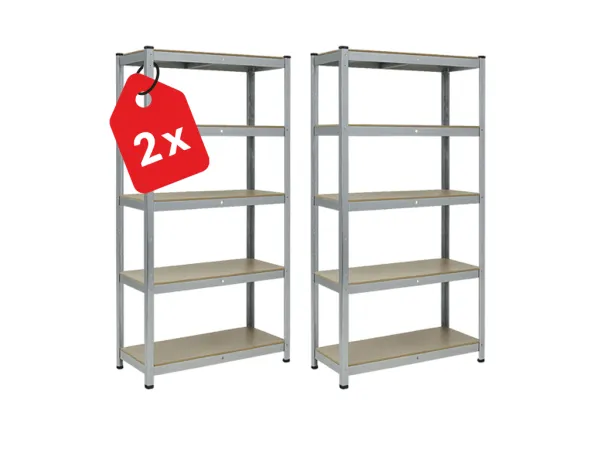 Regál 200x90x50 cm pozinkovaný 5-policový, nosnosť 875 kg - 2ks