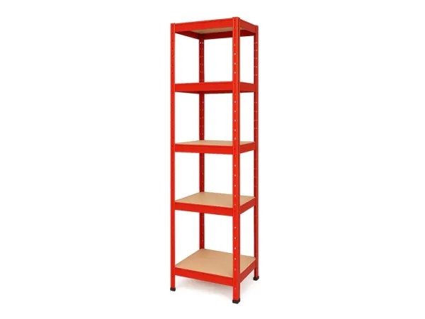 Regál 180x40x40 cm lakovaný 5-policový, nosnosť 875 kg - červený
