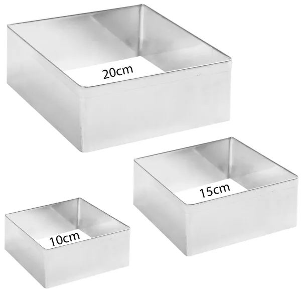Cake Baking Tool No.77455 Vykrajovacia forma 3 ks Štvorec