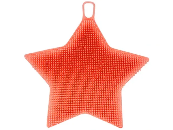 SISI No.69610-1-Orange Silikónová hubka na riad 1 ks, obojstranná, oranžová, tvar hviezda, 13 cm