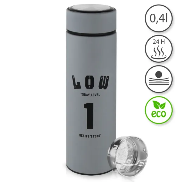 TFY No.93158-2GREY Termoska na kávu a čaj so sitkom, 0,4 L