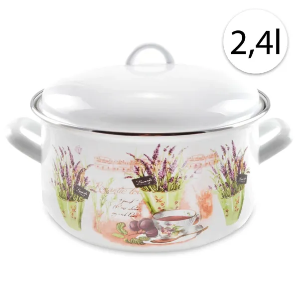 Perfect Home 13467 Smaltovaný hrniec 18cm, 2,4l + pokrievka biely