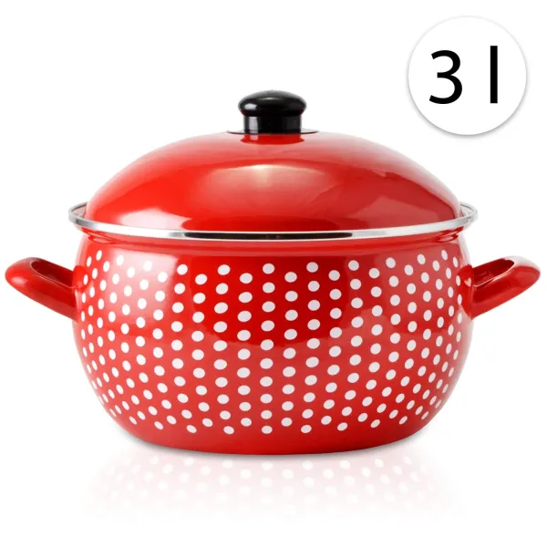 Perfect Home 33003 Smaltovaný hrniec 18cm, 3l + pokrievka červený