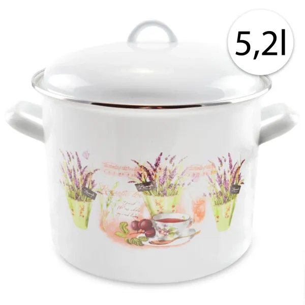 Perfect Home 13471 Smaltovaný hrniec 20cm, 5,2l + pokrievka, levanduľa