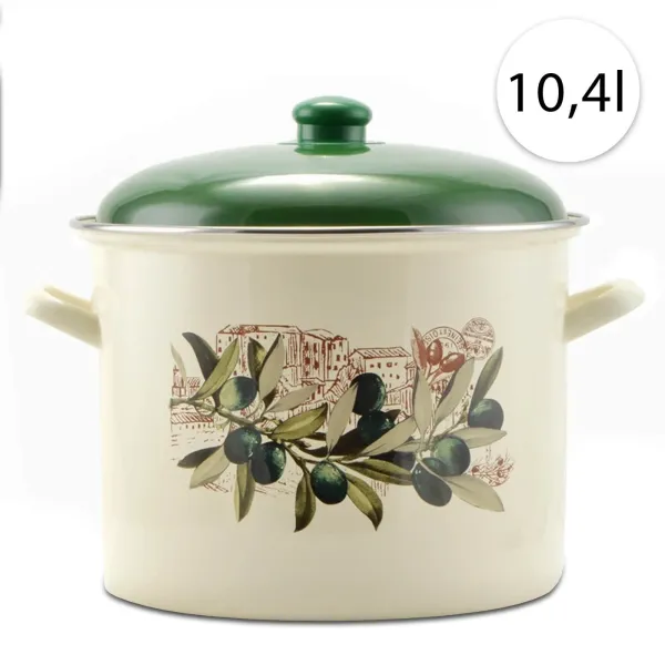 Perfect Home 14834 Smaltovaný hrniec 26cm,10,4l + pokrievka, biely, oliva