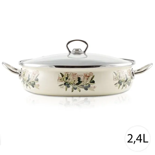 Perfect Home 14835 Smaltovaný kastról s pokrievkou PROVENSAL 2,4L, 28 cm, ecru
