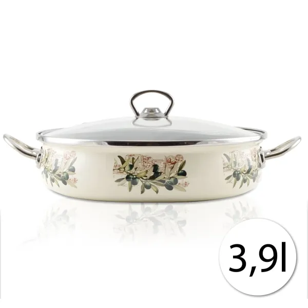 Perfect Home 14836 Smaltovaný kastról s pokrievkou PROVENSAL 3,9 L, 30 cm, ecru