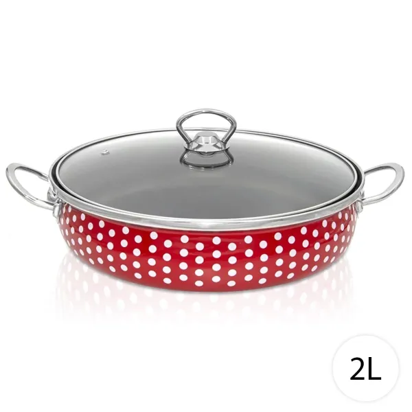 Perfect Home 13271 Smaltovaný kastról s pokrievkou BODKY 2L, 28 cm, červená