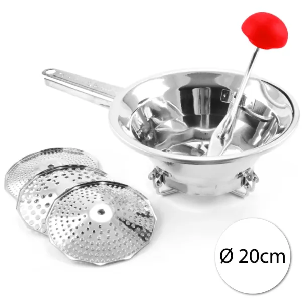 Cookcase art.370 Ručný nerezový pasírovač, 3 vymeniteľné sitká, 20cm
