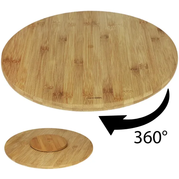 TOPFANN PL800518-03 Bambusová doska na krájanie, servírovacia doska, otáčacia, 35x1,2cm