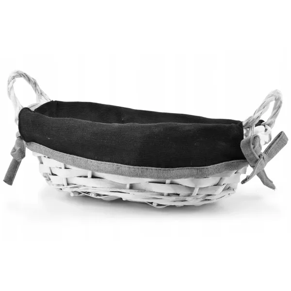 Affek Design HIWD4905 Prútený košík na chlieb, pečivo, biely, 25x16x8cm